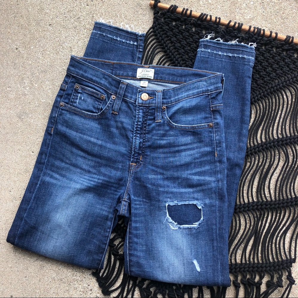 J. Crew High Rise Skinny Distressed Jeans Size 27
